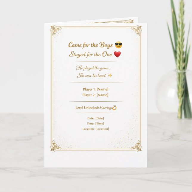 Funny Gold Wedding Invitation Template | Modern Ed (Front)