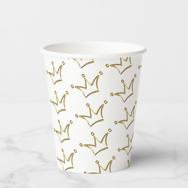 Funny Golden Crown - luxury royal 1 Paper Cups (Front)