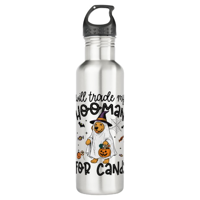 Funny Golden Dog Halloween Ghost Spooky 710 Ml Water Bottle (Front)