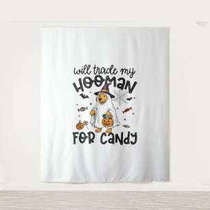 Funny Golden Dog Halloween Ghost Spooky Tapestry