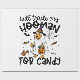 Funny Golden Dog Halloween Ghost Spooky Wrapping Paper