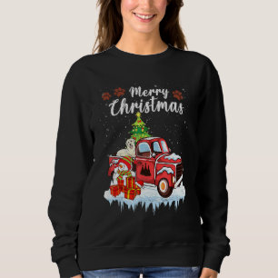 Funny Golden Dog Red Truck Christmas Snow Xmas Tre Sweatshirt