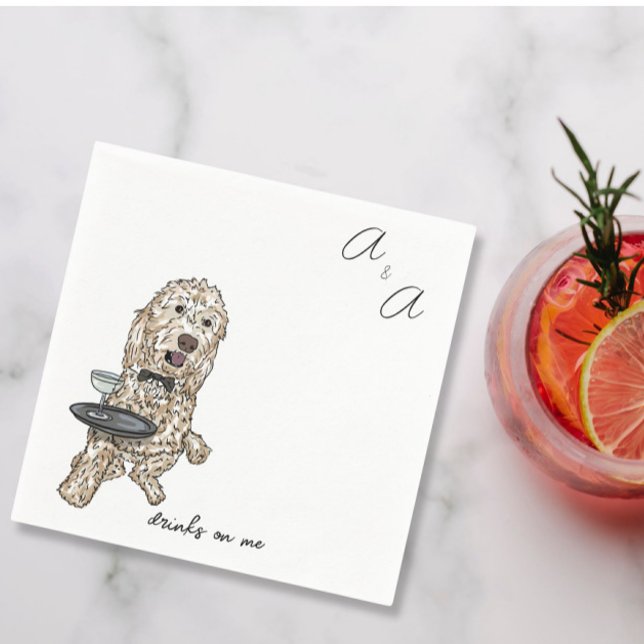 Funny Golden Doodle Cocktail  Napkin (Creator Uploaded)