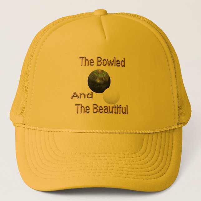 Funny Golden Lawn Bowls Design, Trucker Hat (Front)