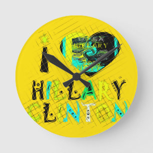 Funny Golden lovey Amazing Hope Hillary for USA Co Round Clock