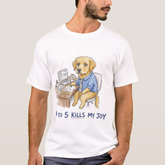 Funny Golden Retriever 9 to 5 Kills My Joy Crayon  T-Shirt