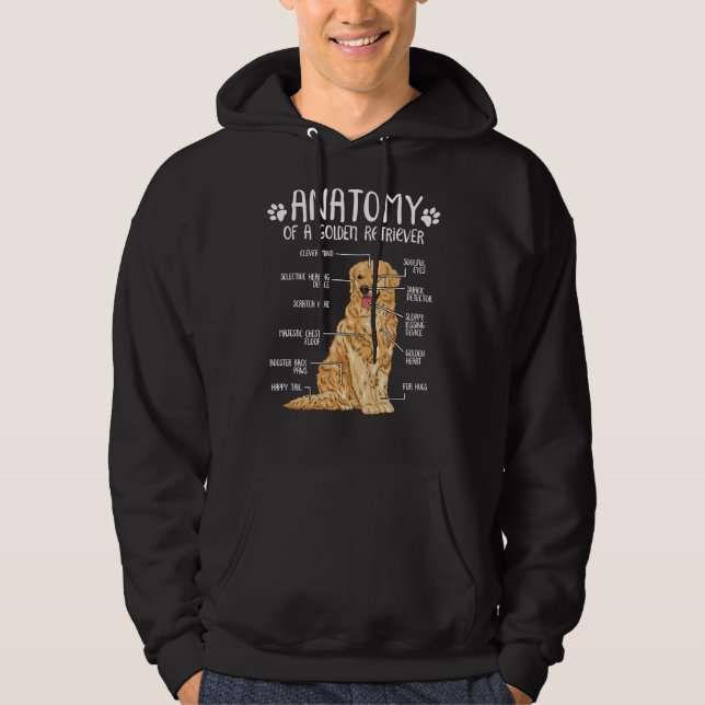 Funny Golden Retriever Anatomy Dog Hoodie (Front)