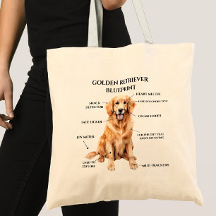 Funny Golden Retriever  Blueprint Tote Bag