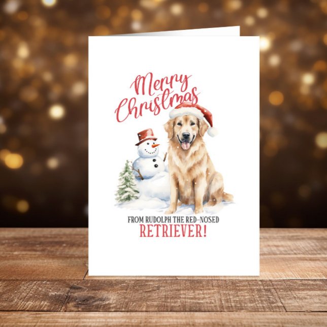 Funny golden retriever Christmas Happy Holidays Holiday Card (Creator Uploaded)