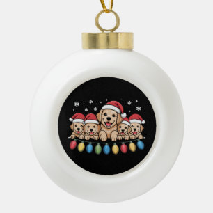 Funny Golden Retriever Christmas Puppy Dog  Ceramic Ball Christmas Ornament