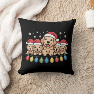 Funny Golden Retriever Christmas Puppy Dog Cushion