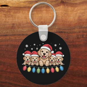 Funny Golden Retriever Christmas Puppy Dog  Key Ring