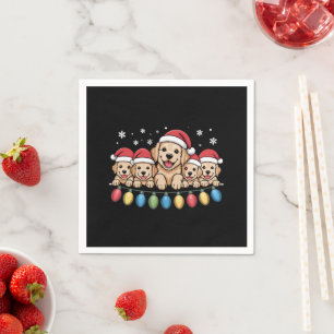 Funny Golden Retriever Christmas Puppy Dog  Napkin