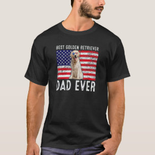 Funny Golden Retriever Dad Usa American Flag Dog T-Shirt