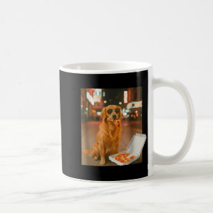 Funny golden retriever dog eating pizza meme night coffee mug