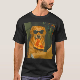Funny Golden Retriever Dog Eating Pizza Meme T-Shirt