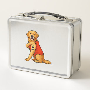 Funny golden retriever Dog I Love Mum Tattoo Lover Metal Lunch Box