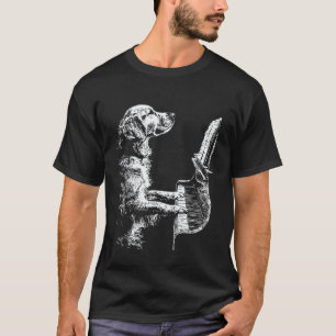 Funny Golden Retriever Dog Playing Piano Art Piani T-Shirt