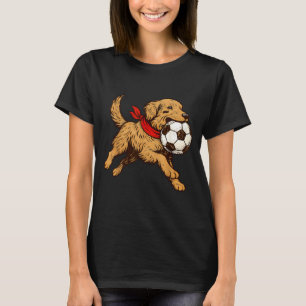 Funny Golden Retriever Dog Playing Soccer Game Day T-Shirt