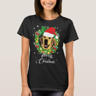 Funny Golden Retriever Dog Snow Christmas Hat Tree T-Shirt