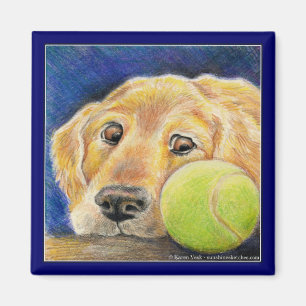 Funny Golden Retriever dog with tennis ball Magnet