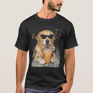 Funny Golden Retriever Drinking Iced Coffee Dog Me T-Shirt