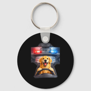 Funny golden retriever driving car meme dog lover key ring