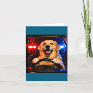 Funny golden retriever driving meme dog driving a card