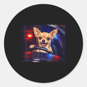 Funny golden retriever driving meme dog driving a classic round sticker