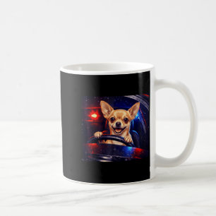 Funny golden retriever driving meme dog driving a coffee mug