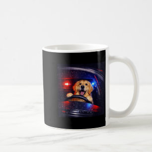 Funny golden retriever driving meme dog driving a coffee mug