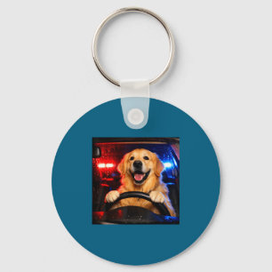 Funny golden retriever driving meme dog driving a key ring