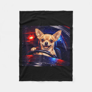 Funny golden retriever driving meme dog driving aF Fleece Blanket