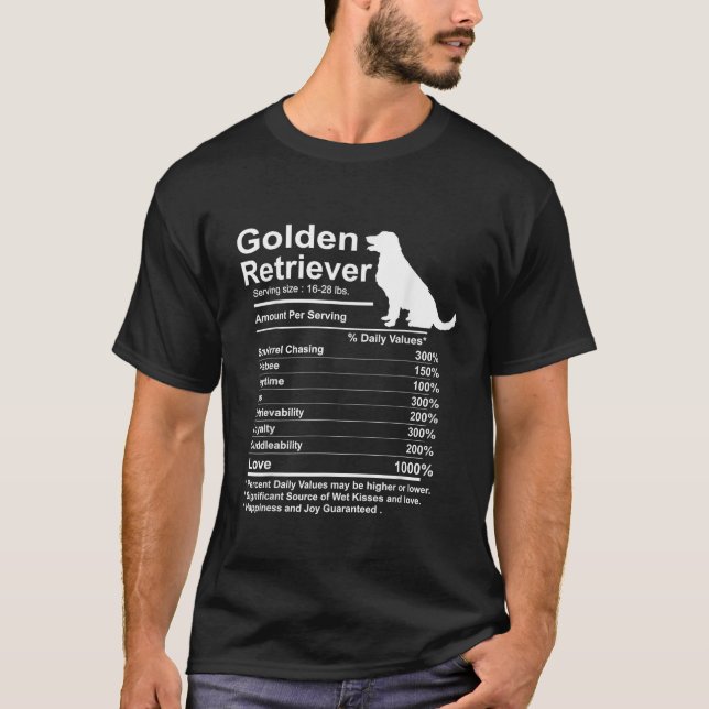 Funny Golden Retriever Facts nutrition Gift Retrie T-Shirt (Front)