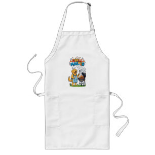 Funny Golden Retriever Grill Master BBQ Graphic Long Apron