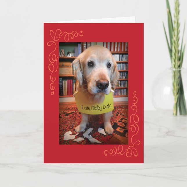 Funny Golden Retriever Guilty Pleasures Birthday Card (Front)