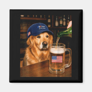 Funny Golden Retriever Meme Drinking Beer 250th Magnet