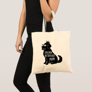 Funny Golden Retriever Mum   Cute Dog with Crown  Tote Bag
