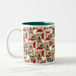 Funny Golden Retriever Pet Christmas Pattern Two-Tone Coffee Mug