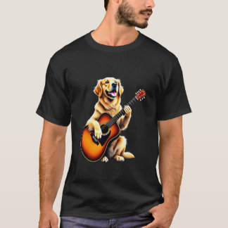 Funny Golden Retriever Playing Guitar Design for M T-Shirt