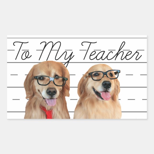 Funny Golden Retriever Teacher Appreciation Rectangular Sticker (Front)