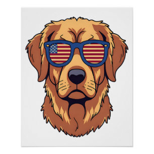 Funny Golden Retriever - USA Dog Lover Graphic Art Poster