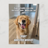 Funny Golden Retriever Weasel Bartender Joke Meme