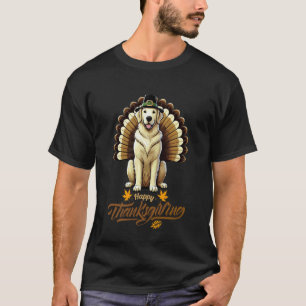 Funny Golden Retriever with Turkey Feathers Thanks T-Shirt