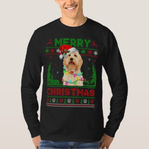 Funny Goldendoodle Dog Tree Christmas Lights Xmas T-Shirt