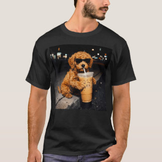 Funny Goldendoodle Drinking Iced Coffee Animal T-Shirt