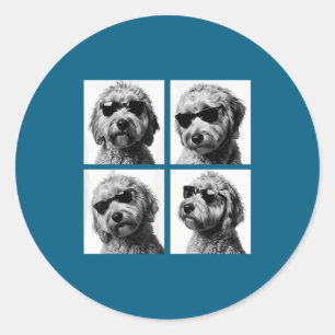 Funny Goldendoodle Meme Cute Doodle Photo Booth Classic Round Sticker