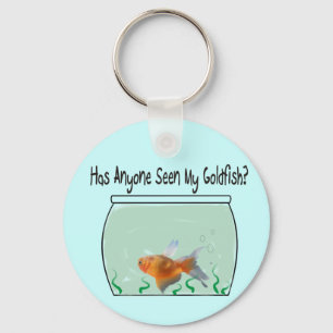 Funny Goldfish and Bowl Key Ring