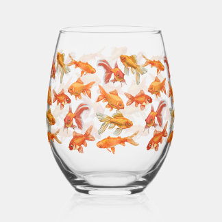 Funny Goldfish Bowl Stemless Wine Glass