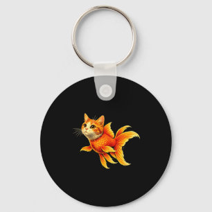Funny goldfish cat hybrid cute animal meme key ring